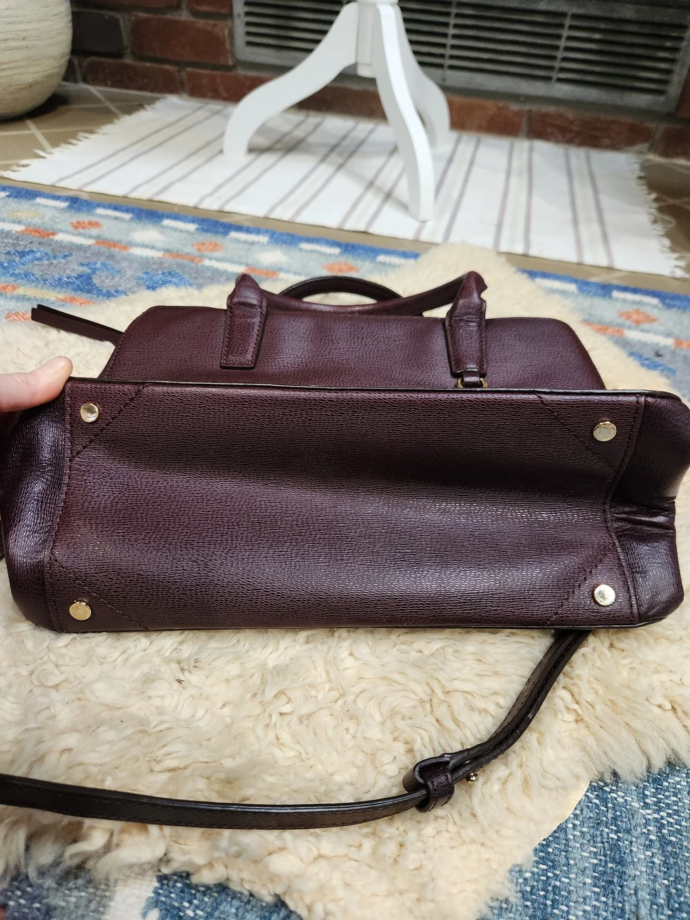 Banana Republic Structured Lady Bag Burgundy Leather Satchel Crossbody EUC